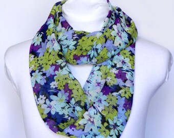 Floral Infinity Scarf / Women's scarf / Purple Scarf / Women's Infinity / Chiffon Lightweight Scarf / Spring Infinity Scarf / Flower Scarf