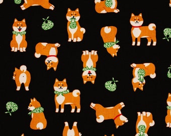 Shiba Dog Fabric made in Japan, Dog Fabric / Half Yard 45cm by 108cm or 18" by 43"