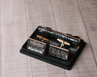 Vintage cufflinks, Soviet Cufflinks and tie clip metal set USSR vintage retro cufflinks mens cufflinks tie clip retro