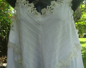 White Cotton Nightgown with Adjustable straps and Lace CUSTOM ORDER