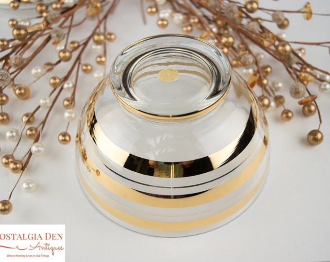 Vintage Crystal Jar | Gold Banded MCM Dish with Lid