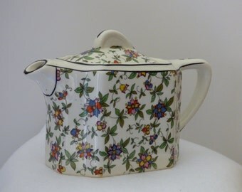 Single serve, floral Hall China teapot