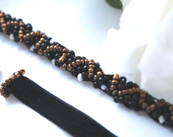 Jumbo Charcoal Floret Suede Tie Choker main image 0