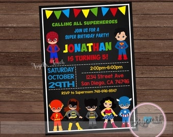 Superhero Party Invitation, Superheroe Kids Birthday Invitation, Superheroes Party Invitation, Super Boys and Girls Invitation, Digital File