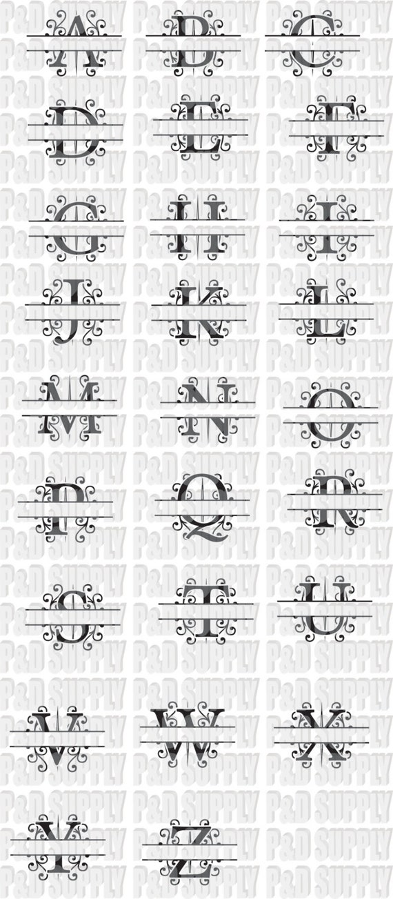 Download Split Alphabet Letter Monogram DXF Digital cut file for