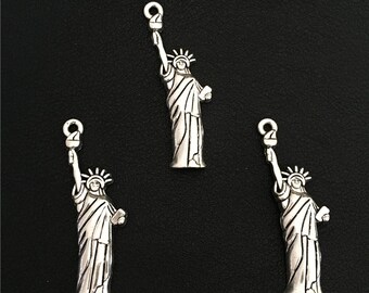 6 Statue Of Liberty Charms Antique Silver Tone New York City Charms America Charms Charm Bracelet Bangle Bracelet Charm Pendants #891