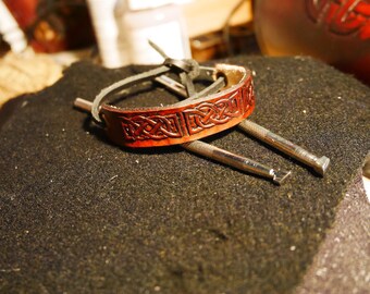 Leather celtic knot wristband, handmade bracelet, leather gift