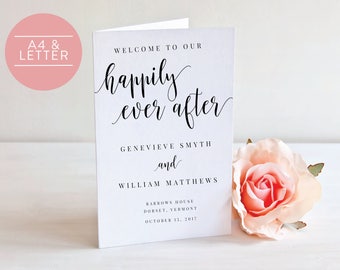 Wedding Program Folded-Instant Download Printable-Editable PDF-DIY Template-Digital Calligraphy Template-Printable Wedding Program-#SN022_FP