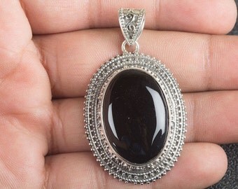 Black Onyx Pendant, Natural Black Onyx Gemstone Pendant, Pure 925 Sterling Silver Pendant, Black Onyx Jewelry, Black Stone Pendant.