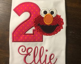Elmo Birthday Shirt // Elmo Shirt // Girl Birthday Shirt // Monogrammed Birthday Shirt // Elmo 1st First 2nd Second Birthday
