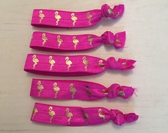 Hot pink flamingo hair ties / bracelets / party bag favours