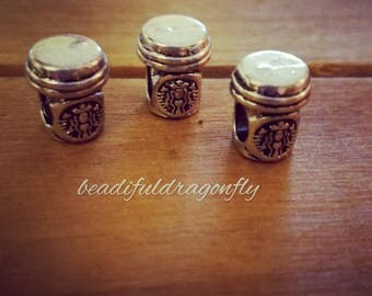 Starbucks Coffee Spacer/European Bead for Snake Bracelets, (1pc). Fits all Designer and European Charm Bracelets
