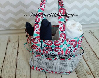 Personalized Shower Caddy, Monogrammed shower tote, Women's shower tote, Embroidered caddy, College Gifts, Graduation Gift, Gym shower tote,