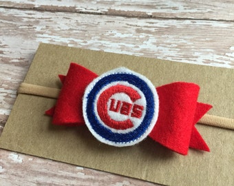 Chicago Cubs Bow - Chicago Cubs Headband - Chicago Cubs Baby Gift - Chicago Cubs Felties