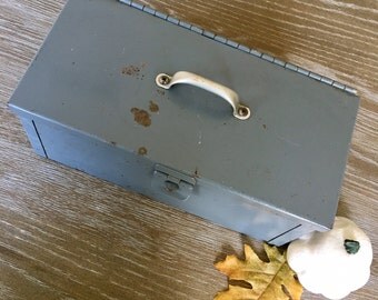 Vintage Gray Metal Box - Tool Box