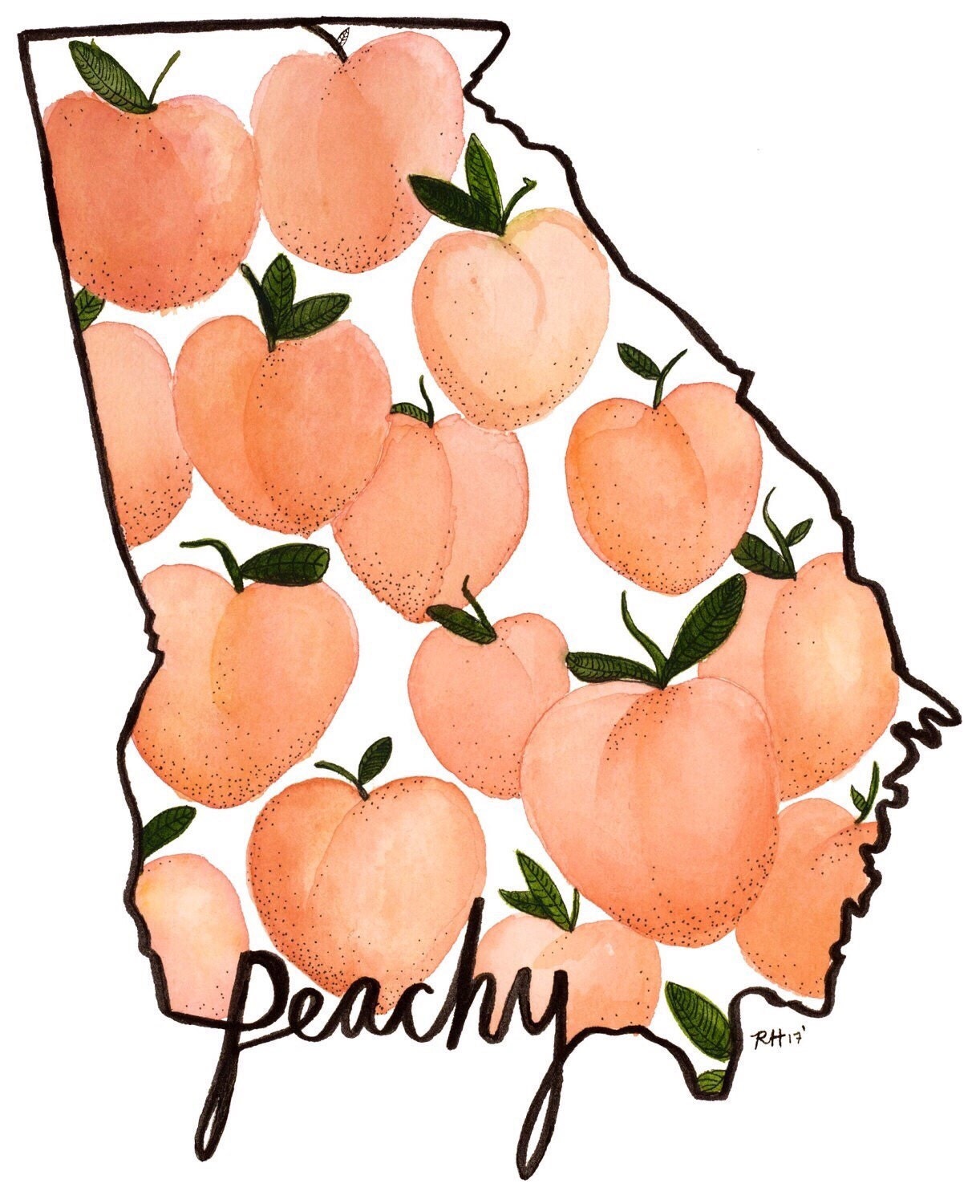 Art Print State of Peach Art Watercolor