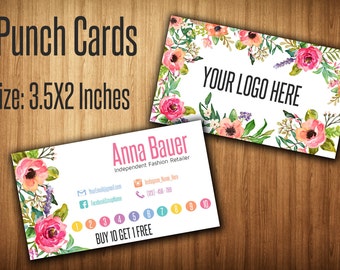 Punch Card, Reward Card, Business Card, Fashion Consultant Card, Home Office Approved Fonts and Colors