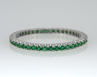 Eternity ring - Emerald ring - Promise ring - GemStone ring - Stacking ring, 14k gold ring, Wedding band, Rose gold ring, Full eternity band