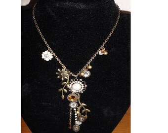 Unique one off Charm Necklace Bronze lots of charms