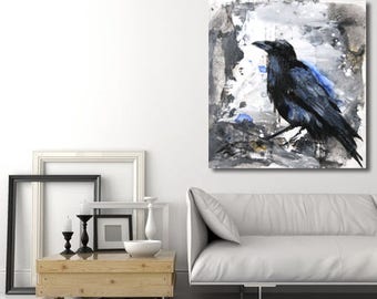 Raven painting | Etsy