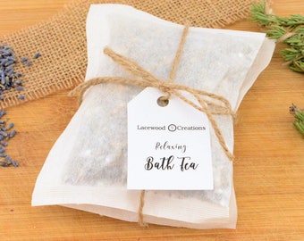 Relaxing Bath Tea, Bath Salts, Bath Soak, Relaxation Gifts, Relax Soak Unwind, Skin Care, Lavender Essential Oil, Herbal Tea, Gift for Her