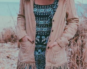 Taupe Fringe Blazer Jacket main image 1
