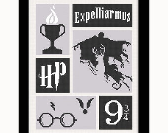 Buy 2 get 1 free. Harry Potter Cross Stitch Pattern. Harry Potter modern cross stitch.(#P- 1282). Harry Potter Counted Cross Stitch Pattern