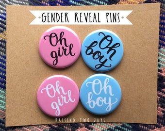 Gender Reveal Buttons - Oh Boy, Oh Girl, Gender Reveal Party, Baby Shower Game, Gender Reveal Baby Shower, Team Pink, Team Blue, Boy or Girl