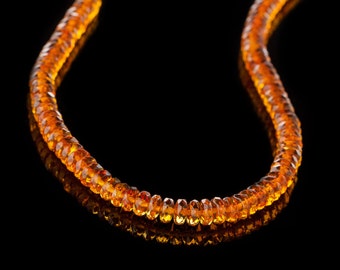 Amber Necklace , Natural Baltic Amber faceted Beads , unisex , HANDMADE 45cm (18 inches) custom length available