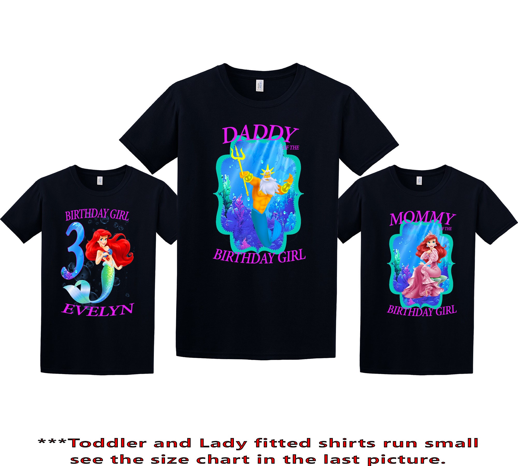 The little Mermaid Birthday Shirt Ariel Custom Shirt