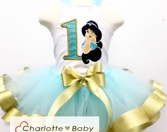 Princess jasmine costume, jasmine tutu, jasmine birthday outfit, jasmine costume, princess jasmine party, aladdin