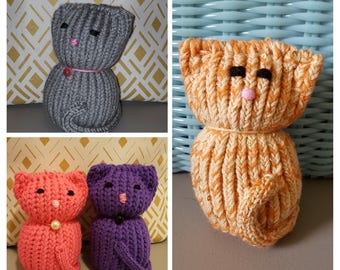 Loom Knit Kitty - Tiny Kitty - Loom Cat - Stuffed Loom Cat - Cat Lover - Cat Home Decor - Knitted Cat - Knitted Kitty - Small Decorative Cat