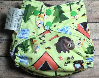 Summer Sale *** Bearly Bottoms One Size Cloth Diaper - AIO - All in One Cloth Diaper - All-In-One - Pocket Diaper - Diaper Cover - WAHM