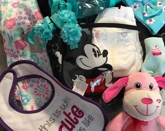 Custom Made order/ Diaper Bag/ Filled with Goodies!