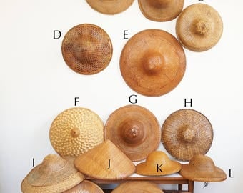15 hats Asian Chinese vintage rattan wicker bamboo