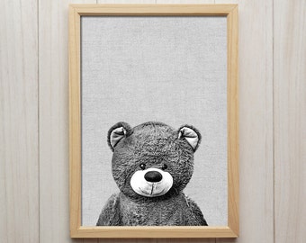 Teddy bear art print | Etsy