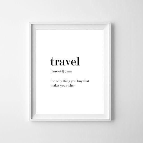 Travel Definition Definition Print Travel Print Gifts For