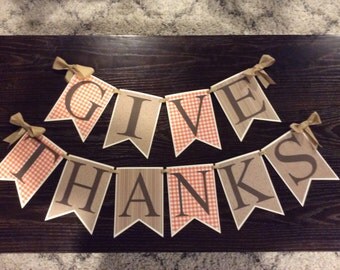 Give thanks banner, Thanksgiving banner, pennant banner
