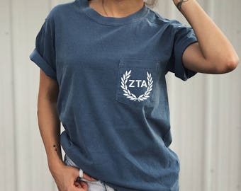 Zeta Tau Alpha Comfort Colors Laurel ZTA Unisex Pocket T-shirt