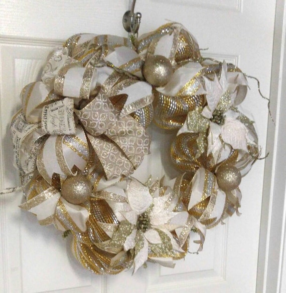 Gold Christmas decor gold Christmas wreath elegant Christmas