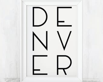 Denver Colorado Art, Denver Typography, Denver Colorado, Denver Wall Decor, Denver Home Decor, Denver, Colorado Print, Colorado Art, Design