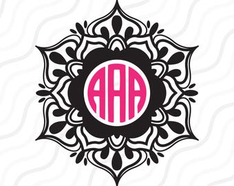 Mandala SVG, Mandala Monogram, Mandala Circle Monogram SVG Cut table Design,svg,dxf,png Use With Silhouette Studio & Cricut_Instant Download