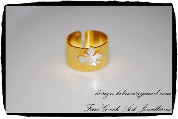Butterfly Chevalier Ring Sterling Silver 925 Gold Plated Jewelry