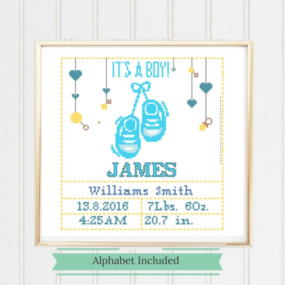 Birth announcement cross stitch pattern/baby cross