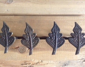 Rustic, brass, leaf, napkin rings.
