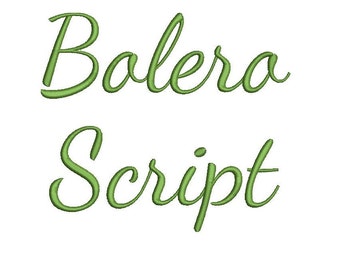 Bolero Script embroidery font bx (compatible with 17 machine file formats), dst, exp, pes, jef and xxx, Sizes 1, 1.5, 2 inches