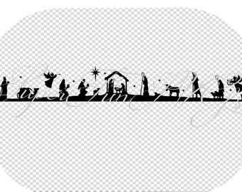 Large Nativity Scene SVG - Digital Cutting File, SVG, DXF, png, eps - Silhouette Studio & Cricut