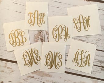 Vine Monogram Decal, Fancy Monogram Decal, Custom Monogram Decal