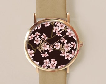 Floral Watch Vintage Style Leather Watch Women Watches