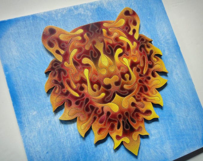 Puzzle Art: Lion; Wooden Handmade, Ready To Hang Smart Toy, Healing, Brain Train, Adult Gift, Wall Decor, Acrylic On Pieces by Samo Svete